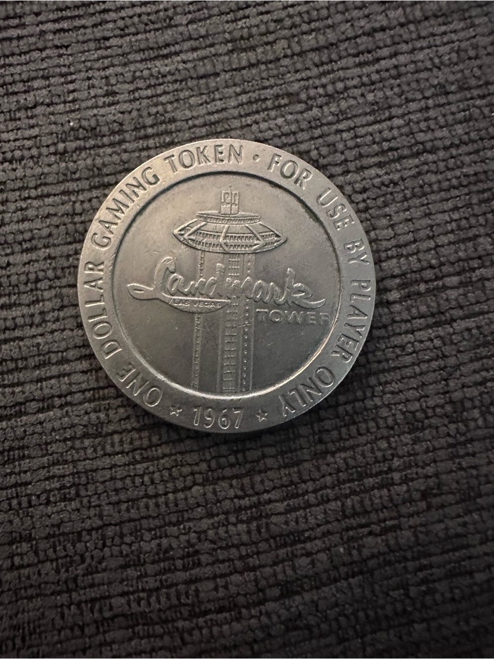 Landmark Hotel & Casino Tower Commemorative Metal Chip - Silver